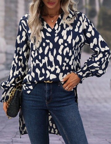 
						Bluza SHEIN, ecru/bleumarin