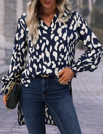 Bluza SHEIN, ecru/bleumarin