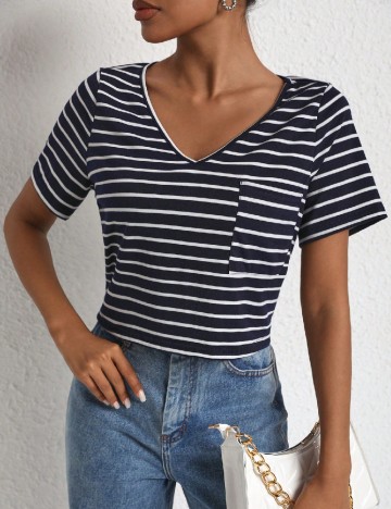 
						Top SHEIN, bleumarin/alb