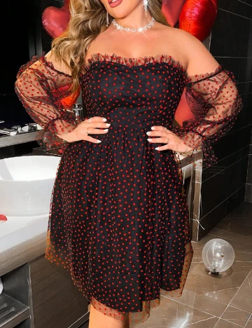 Rochie scurta SHEIN CURVE, negru/rosu