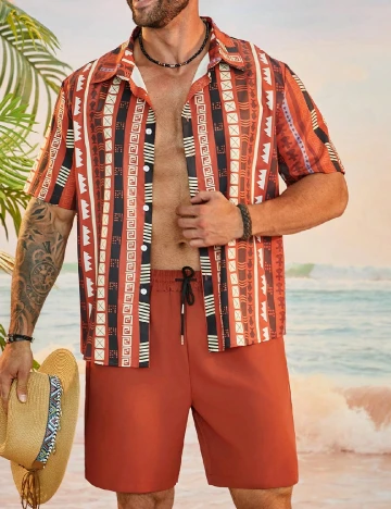 Compleu SHEIN Plus Size Men, caramiziu