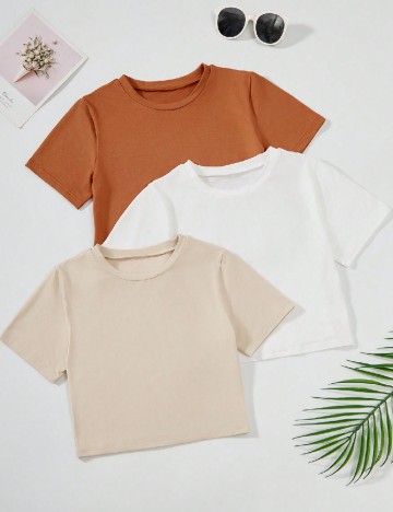 
						Set Tricouri 3 bucati Shein Kids, mix culori