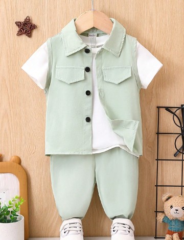 
						Compleu Shein Kids, alb/verde