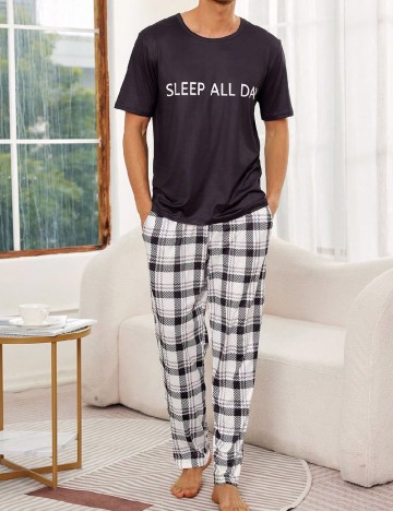 Pijama SHEIN, alb/negru