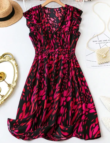 Rochie scurta SHEIN CURVE, negru/roz