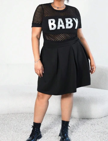 Fusta SHEIN CURVE, negru