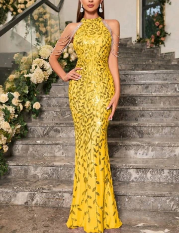 Rochie lunga Miss ord, galben