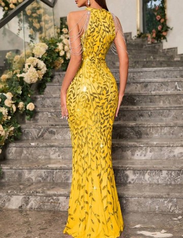 Rochie lunga Miss ord, galben