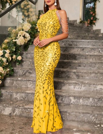 Rochie lunga Miss ord, galben