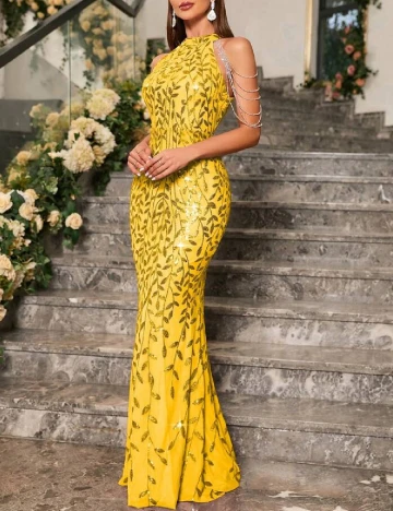 Rochie lunga Miss ord, galben