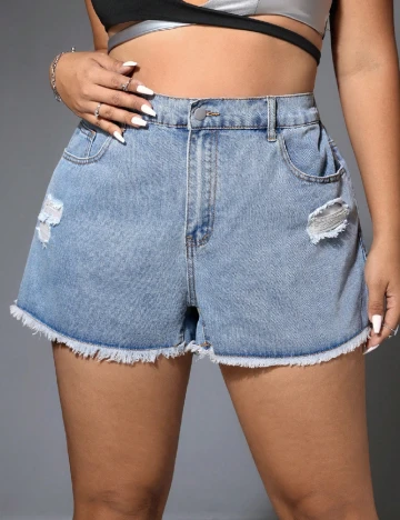 Pantaloni scurti SHEIN CURVE, albastru