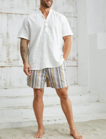 Camasa SHEIN Plus Size Men, alb