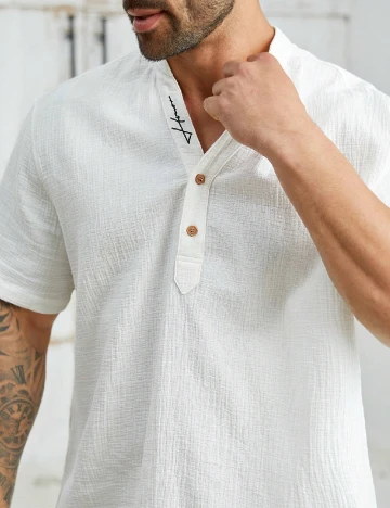 Camasa SHEIN Plus Size Men, alb