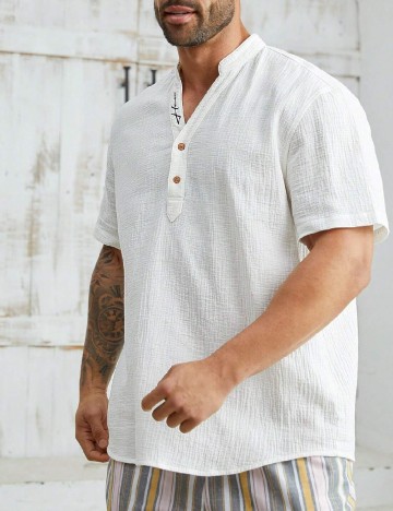 Camasa SHEIN Plus Size Men, alb