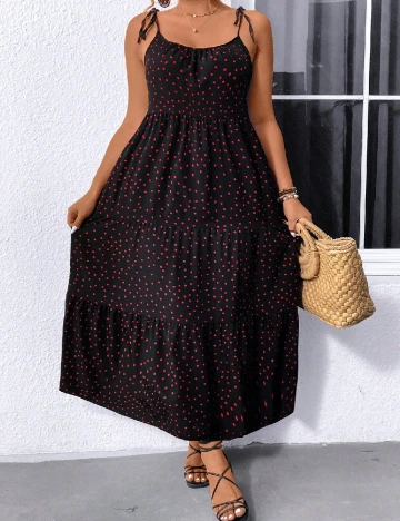 Rochie lunga SHEIN CURVE, negru/rosu