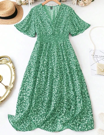 Rochie medie SHEIN CURVE, verde/alb