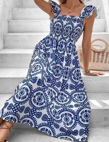 
						Rochie medie SHEIN, albastru/alb