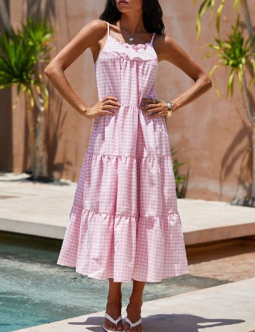 
						Rochie medie SHEIN, alb/roz