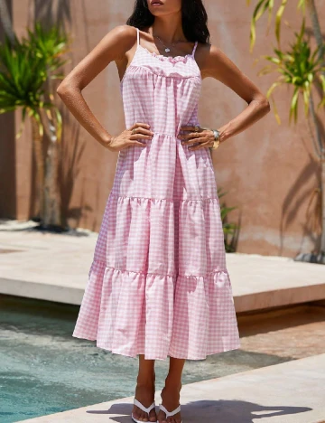 Rochie medie SHEIN, alb/roz