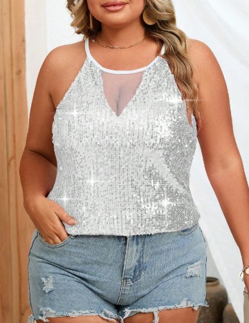 
						Maiou SHEIN CURVE, argintiu/alb