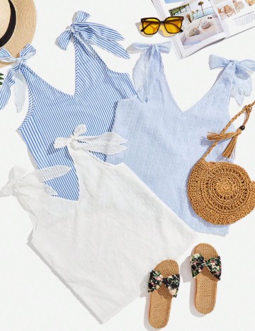 
						Set bluze 3 bucati SHEIN, alb/albastru