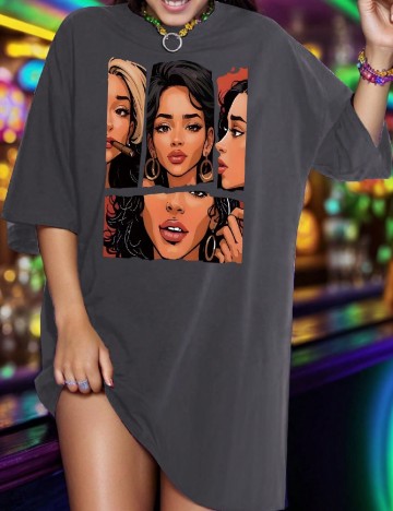 
						Tricou Oversize SHEIN CURVE, gri