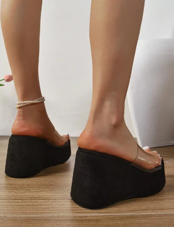 Saboti SHEIN, transparent/negru