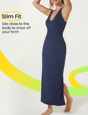 Rochie medie GLOWMODE, bleumarin