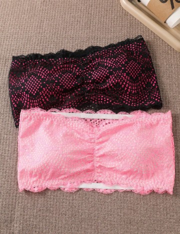 
						Set bustiere 2 bucati SHEIN, roz/negru