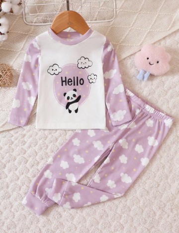 
						Pijama Shein Kids, alb/lila