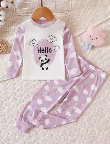 Pijama Shein Kids, alb/lila