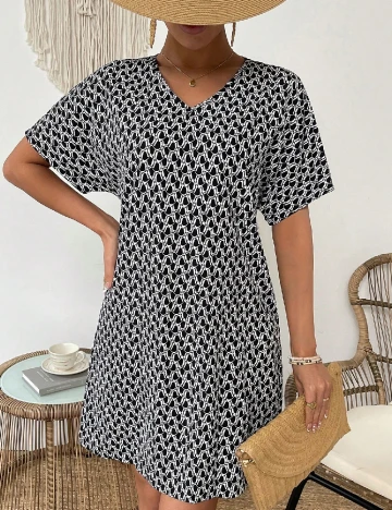 Rochie scurta SHEIN, alb/negru