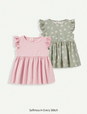 
						Set Rochii Shein Kids, roz/verde