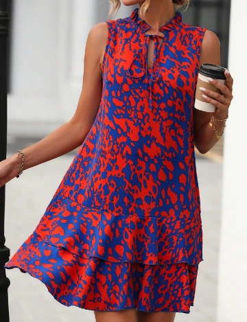 Rochie scurta SHEIN, rosu/albastru