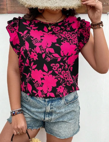 Bluza SHEIN CURVE, negru/roz