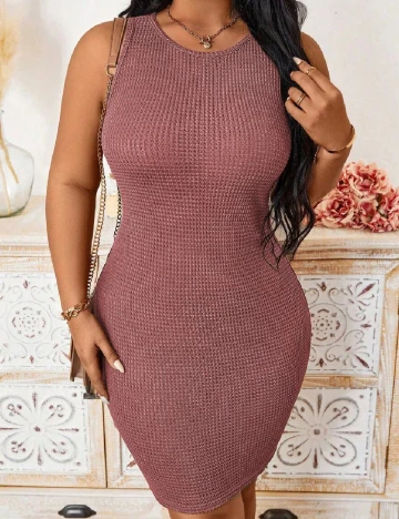 Rochie scurta SHEIN CURVE, roz pudra