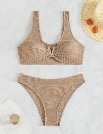 
						Costum de baie SHEIN, maro