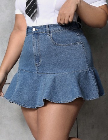 
						Fusta SHEIN CURVE, albastru