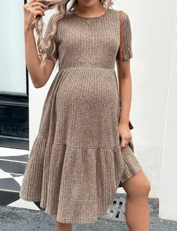 Rochie scurta SHEIN Maternity, maro