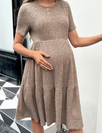 Rochie scurta SHEIN Maternity, maro