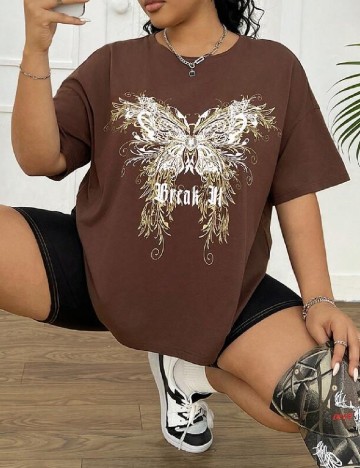 
						Tricou SHEIN CURVE, maro