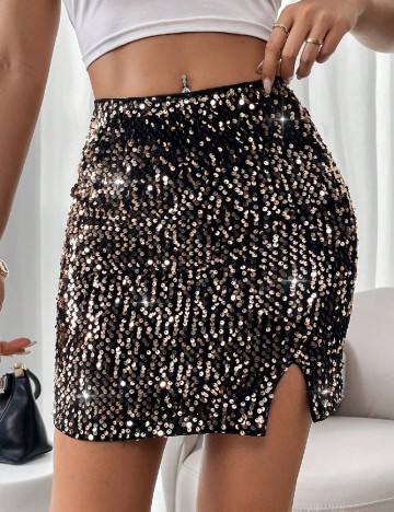 
						Fusta SHEIN, negru/auriu