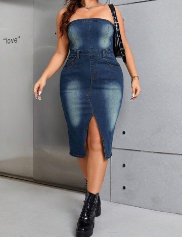 
						Rochie medie SHEIN CURVE, albastru