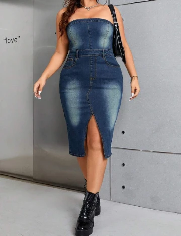 Rochie medie SHEIN CURVE, albastru