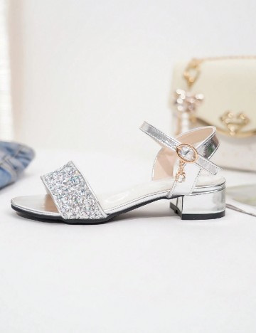 Sandale Shein Kids, argintiu