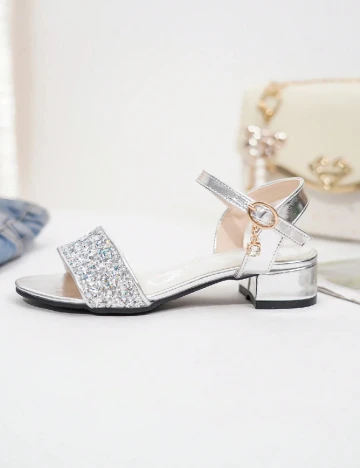 Sandale Shein Kids, argintiu