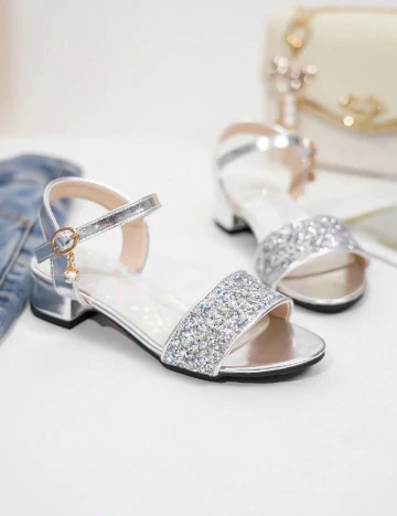 Sandale Shein Kids, argintiu