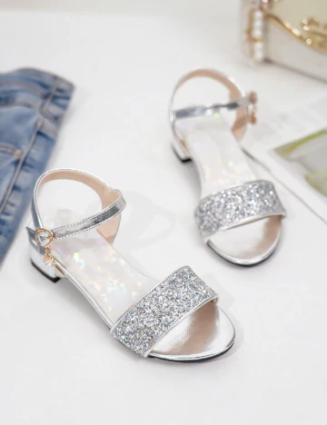 Sandale Shein Kids, argintiu