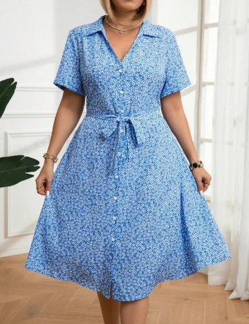 Rochie medie SHEIN CURVE, albastru