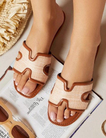 Slapi SHEIN, crem/maro